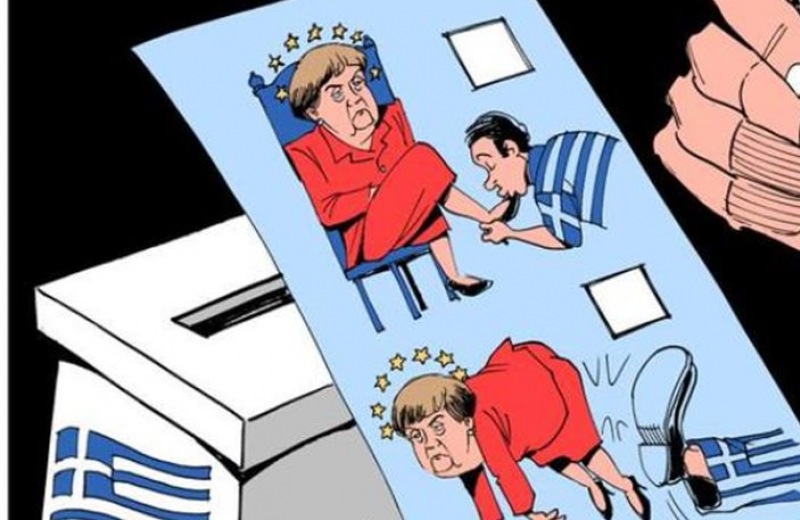 Το σκίτσο της Telegraph για την κλωτσιά των Ελλήνων στη... Μέρκελ