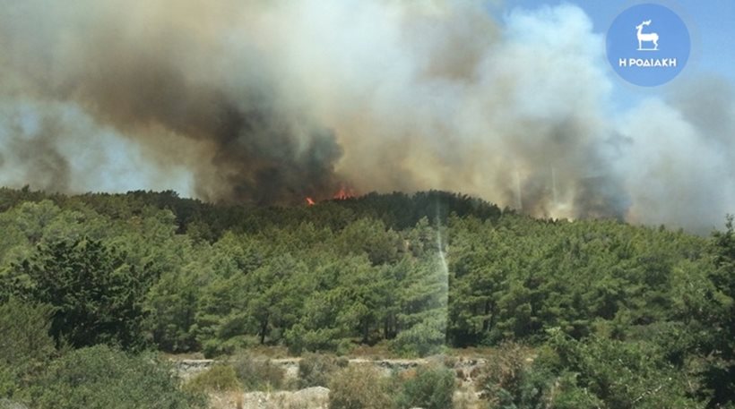 Ρόδος: Πυρκαγιά στο χωριό της Απολακκιάς