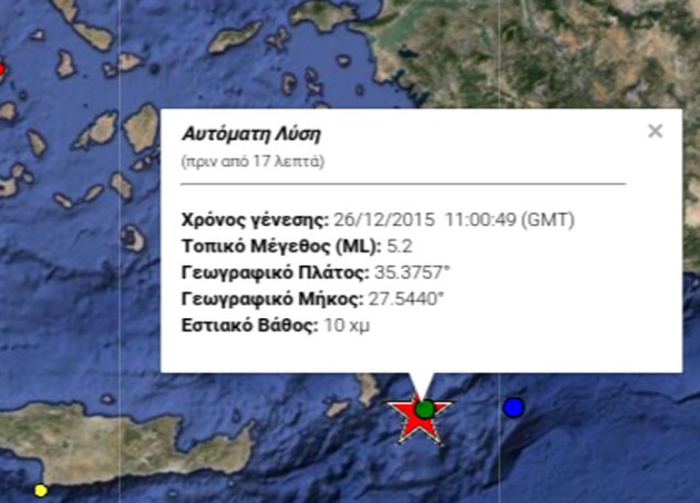 Σεισμός 5,2 Ρίχτερ στα Δωδεκάνησα μετά από τους σεισμούς στην Κρήτη 