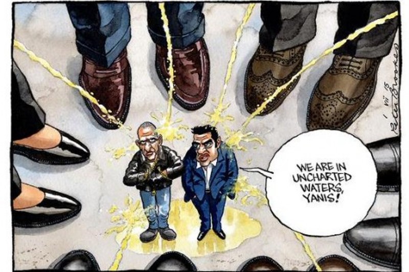 Σοκαριστική γελοιογραφία από τους Times με Βαρουφάκη και Τσίπρα  