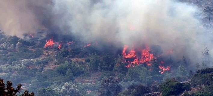 Πυρκαγιά στην Πλάκα Κερατέας -Στο σημείο επιχειρούν 30 πυροσβέστες με 15 οχήματα